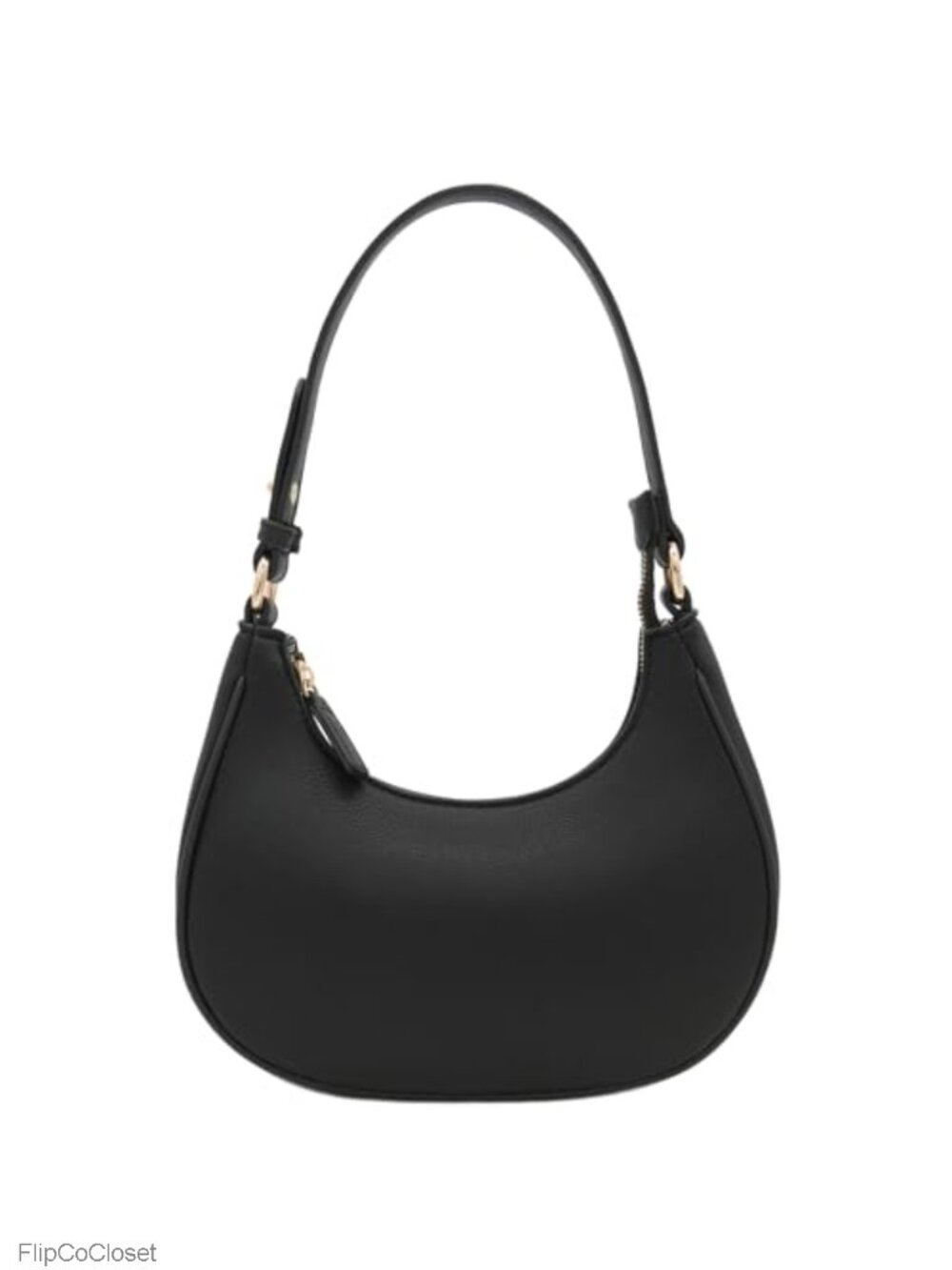Faux Leather Small Crescent Hobo Shoulder Bag with Adjustable Strap